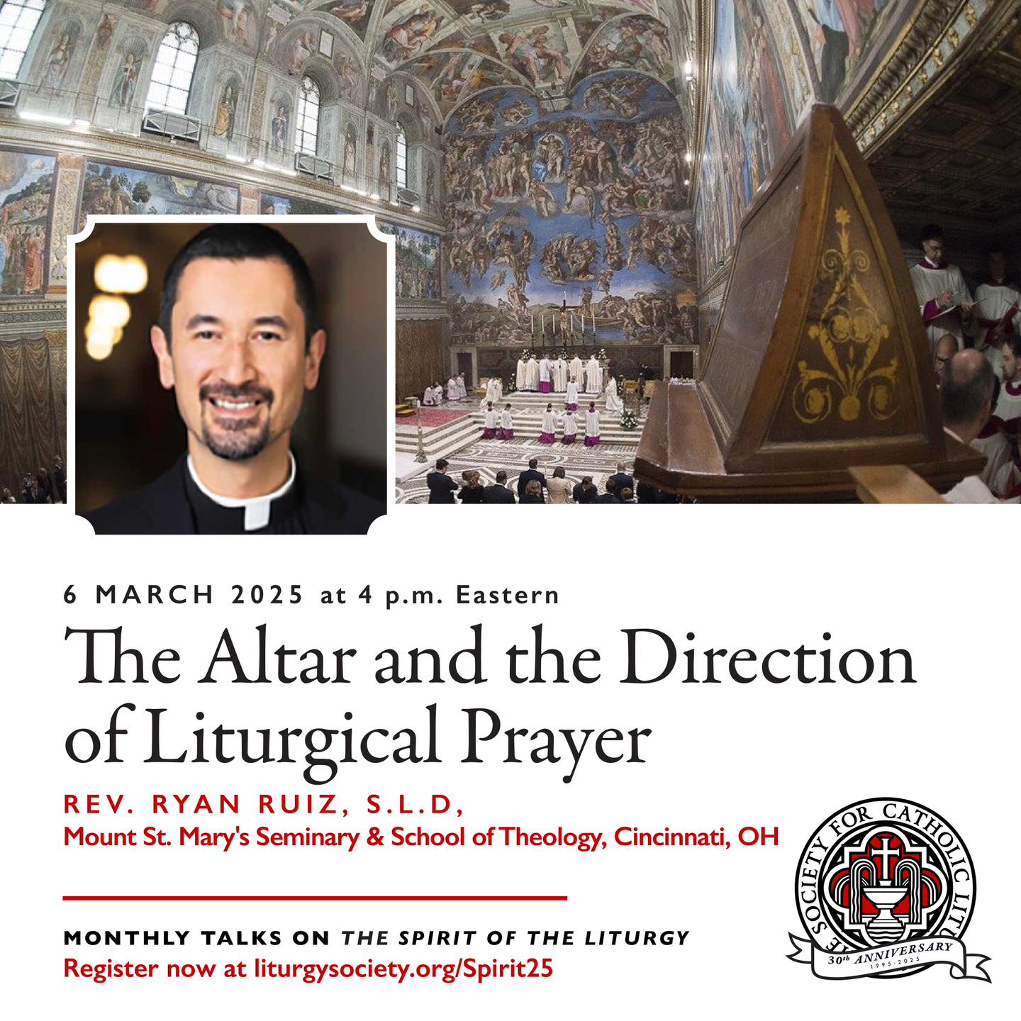 This Thursday: “The Altar and the Direction of Liturgical Prayer” – Joseph Ratzinger’s Spirit of the Liturgy at 25! – A Public Lecture by Rev. Ryan Ruiz, SLD